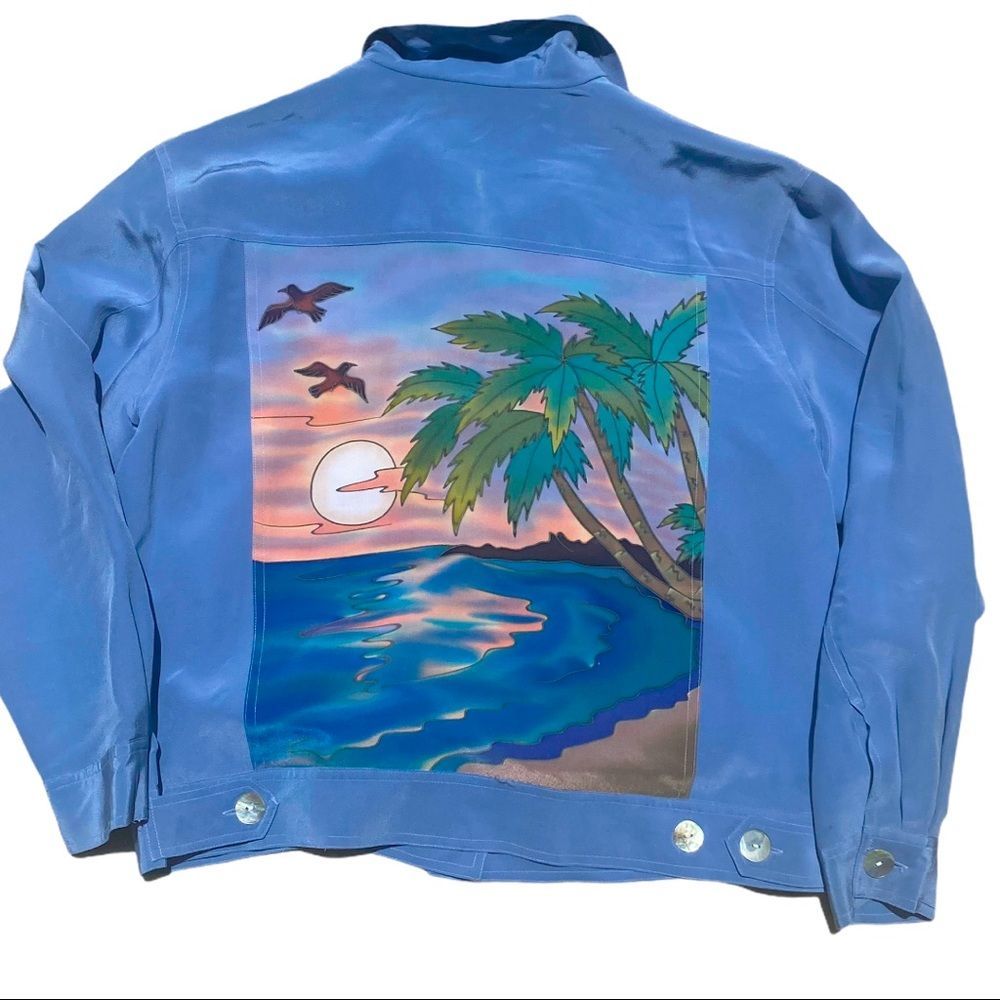 Vintage Silk Jacket With Back Graffiti Med